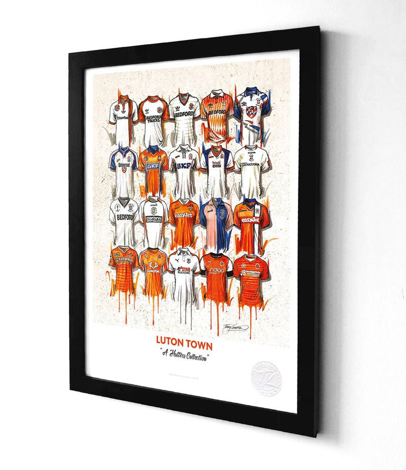 Luton Town FC Shirts A3 collectible from Terry Kneeshaw Art