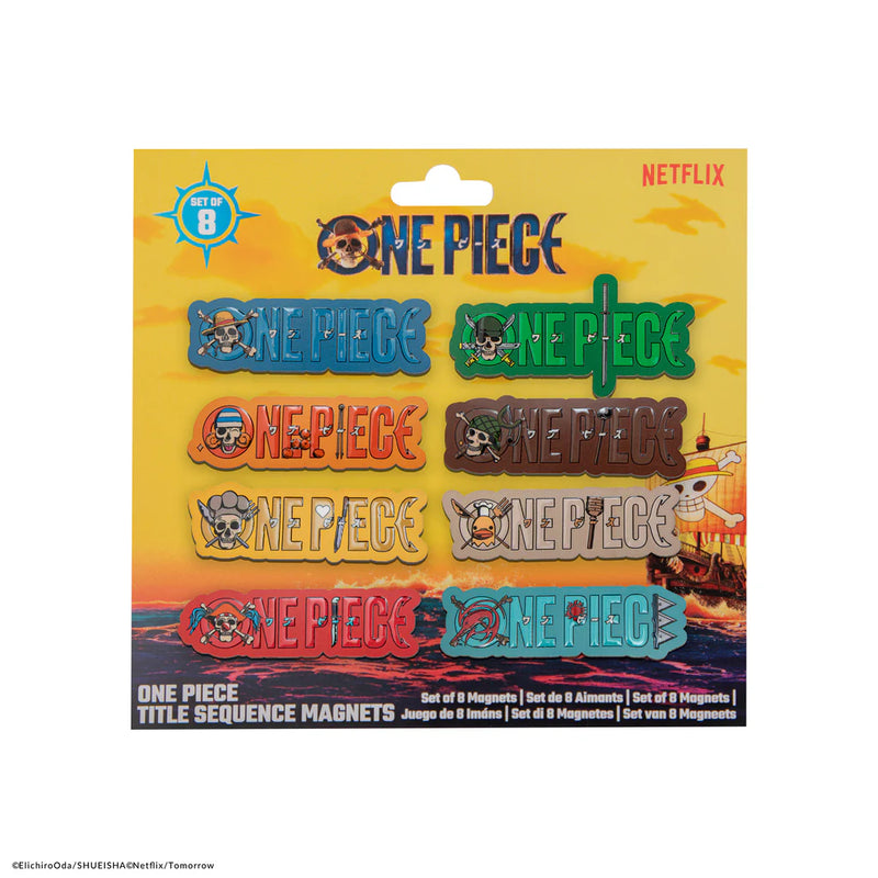 One Piece Title Sequence Magnet Set of 8, showing reverse