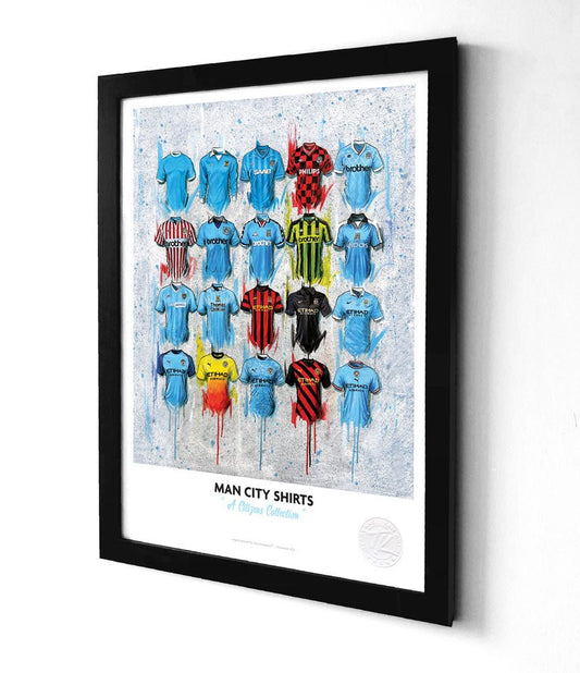 Manchester City FC 2022 Shirts A3 collectible from Terry Kneeshaw Art