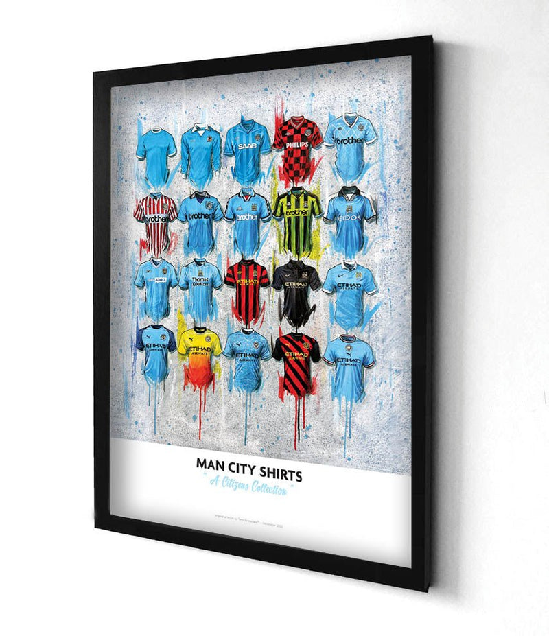 Manchester City FC 2022 Shirts Signed Limited Edition A2 Prints, alternate view