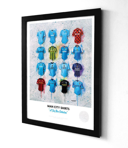Manchester City FC Shirts A3 collectible from Terry Kneeshaw Art