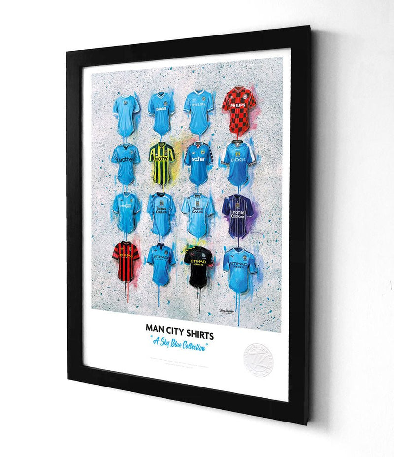 Manchester City FC Shirts A3 collectible from Terry Kneeshaw Art