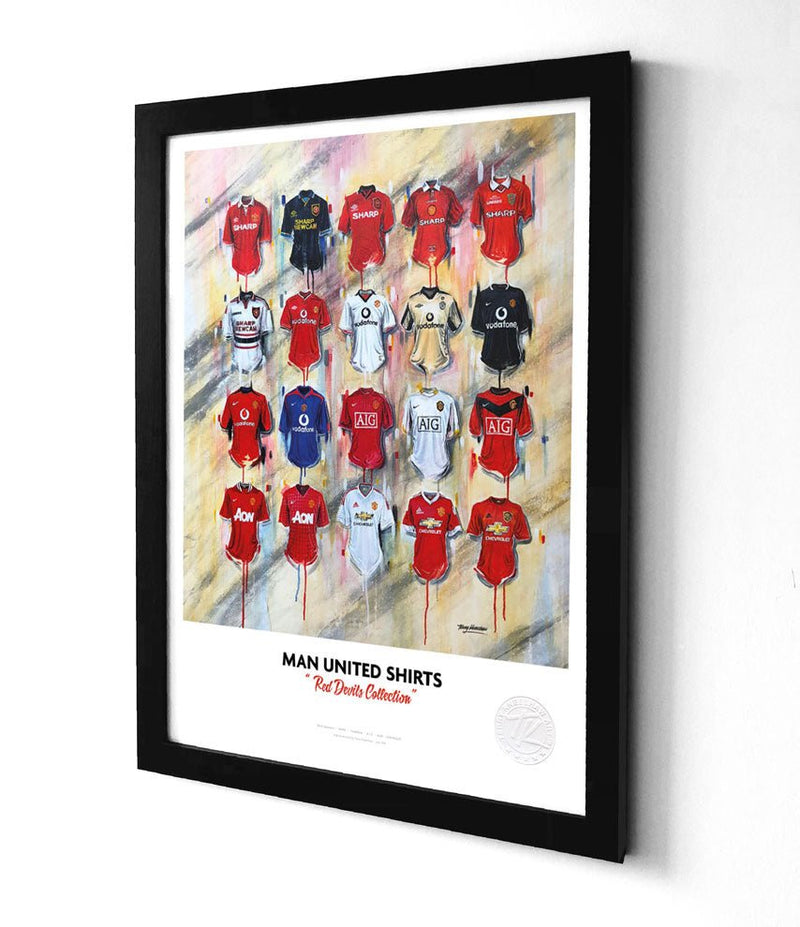Manchester United FC Shirts A3 collectible from Terry Kneeshaw Art
