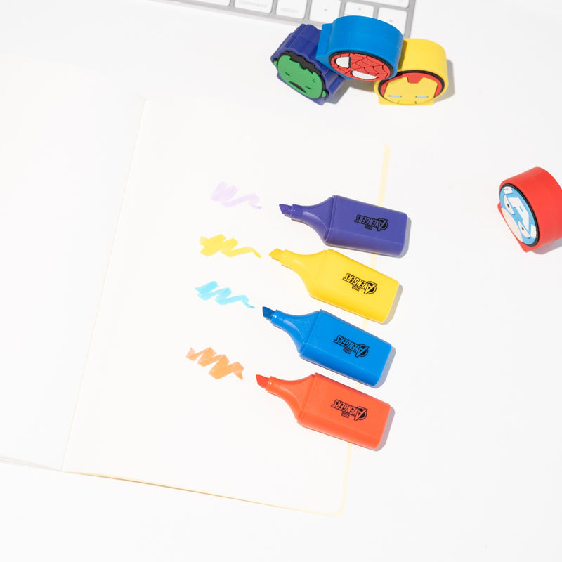 Marvel Avengers Highlighters Set of 4 With Toppers close up detail