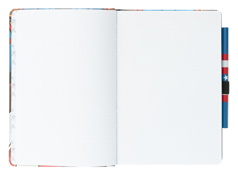 Marvel Captain America Uniform A5 Premium Notebook With Pen close up detail