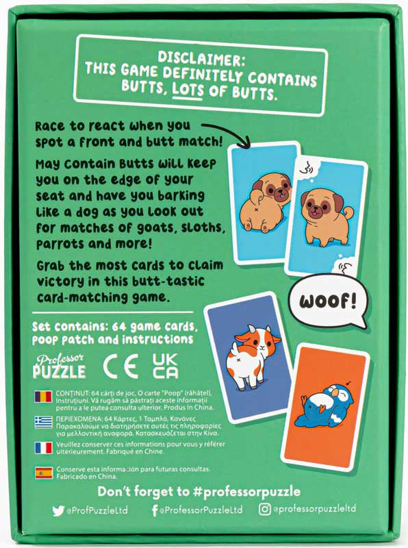 May Contain Butts | Hilarious Animal Matching Card Game for Kids & Families, alternate view