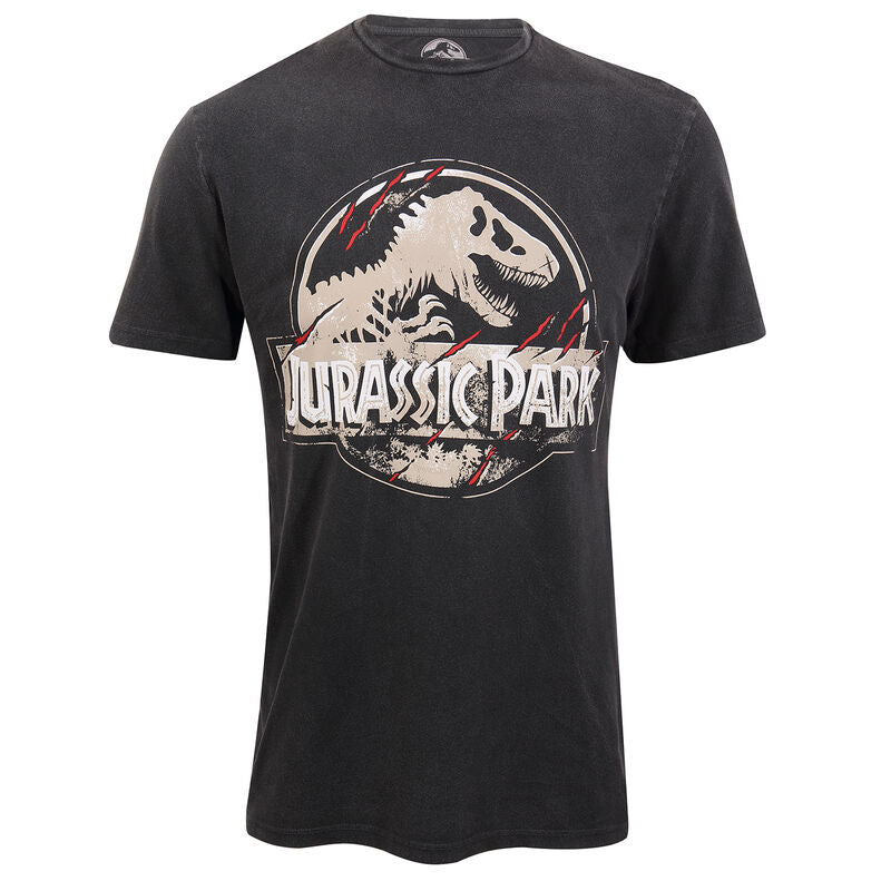 Jurassic Park - Scratched Logo Acid Wash - Super Heroes Collection - Unisex Acid Wash T-Shirt