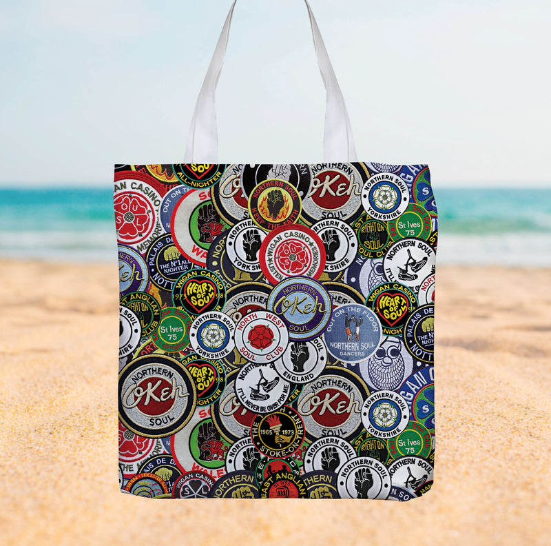 Northern Soul Patches - Canvas Tote bag collectible from https://britishmade.gifts/