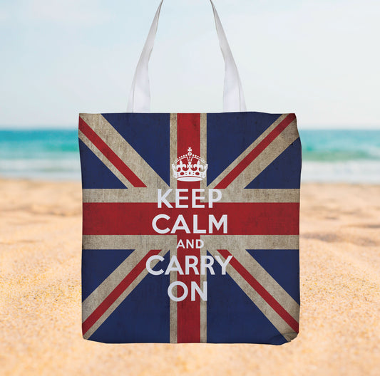 Keep Calm and Carry on - Canvas Tote bag collectible from https://britishmade.gifts/
