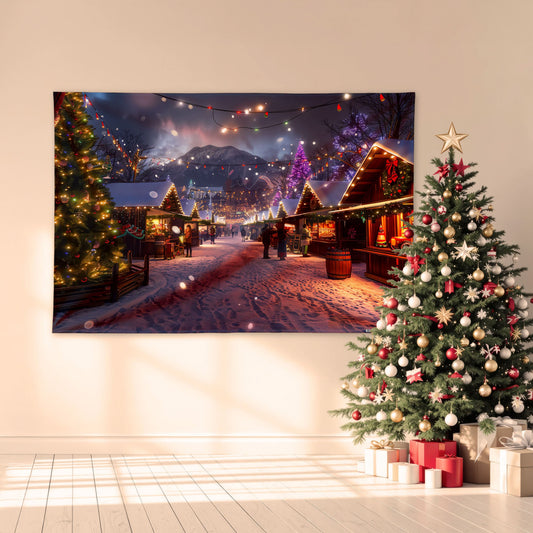 Christmas Market - 6ft x 4ft Christmas Festive Backdrop Banner collectible from https://britishmade.gifts/