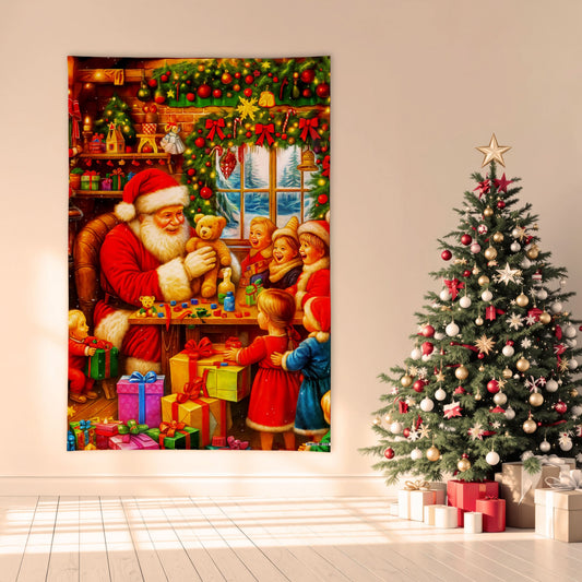 Santa's Grotto - 6ft x 4ft Christmas Festive Backdrop Banner collectible from https://britishmade.gifts/