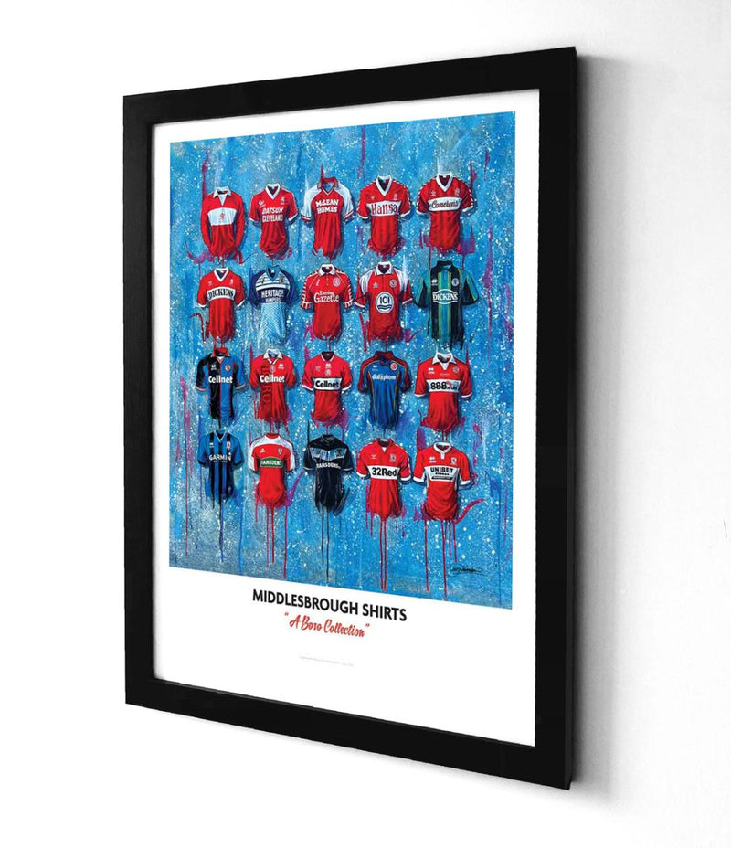 Middlesbrough FC Shirts - A2 Signed Limited Edition Prints, close-up detail