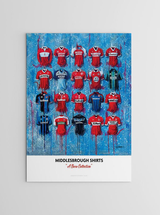 Middlesbrough FC Shirts - A2 Signed Limited Edition Prints collectible from Terry Kneeshaw Art