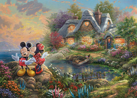 Thomas Kinkade: Disney Mickey & Minnie Sweetheart Cove Jigsaw Puzzle (1000 Piece) - Image 2