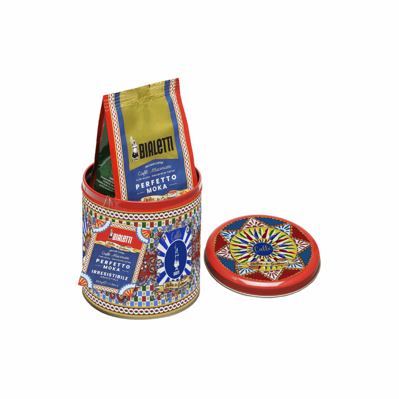 Bialetti X Dolce&Gabbana Sicilian Cart Gift Set (Moka 3 Cup and Coffee), rear view