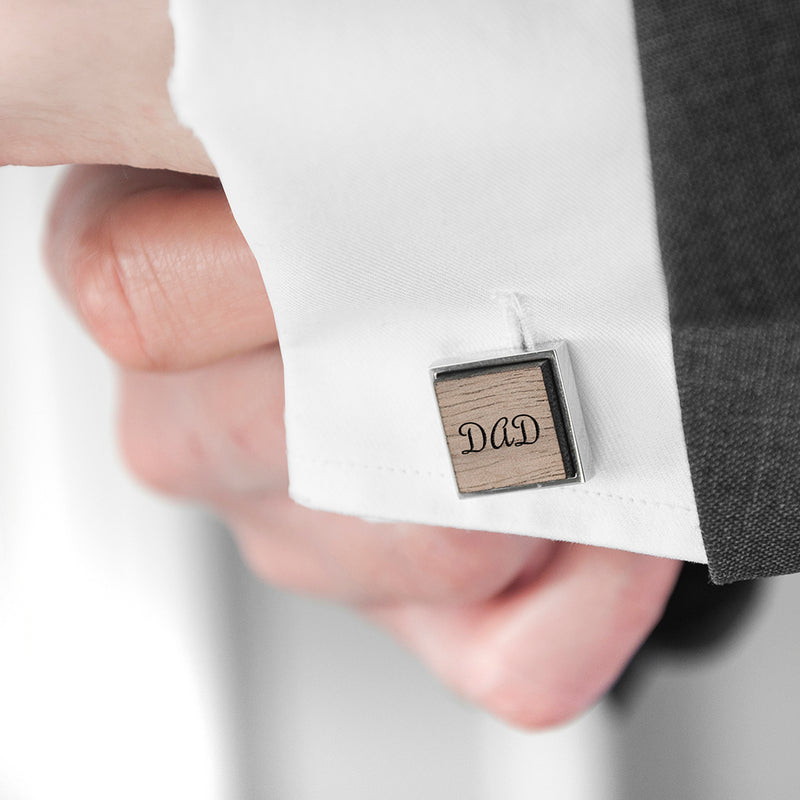 Personalised Monogram Engraved Square Walnut Cufflinks