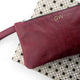 Personalised Monogrammed Burgundy Leather Clutch Bag