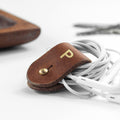 Personalised Monogrammed Leather Earphones Holder