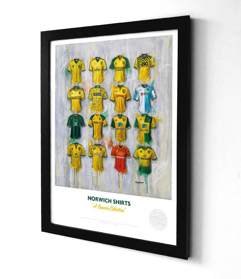 Norwich City FC Shirts A3 collectible from Terry Kneeshaw Art