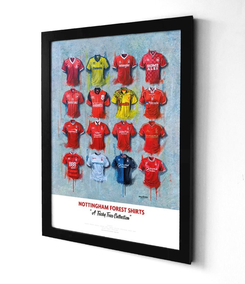 Nottingham Forest FC Shirts - A2 Signed Limited Edition Prints, side angle
