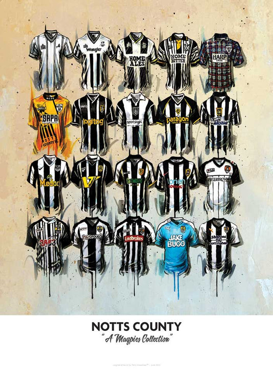 Notts County FC Shirts - A2 Signed Limited Edition Prints collectible from Terry Kneeshaw Art
