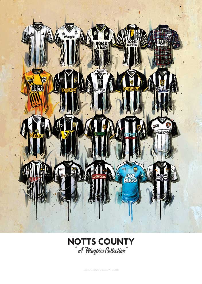 Notts County FC Shirts - A2 Signed Limited Edition Prints collectible from Terry Kneeshaw Art