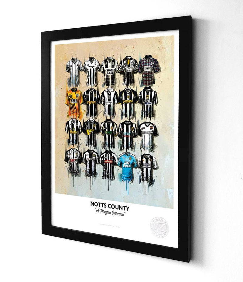 Notts County Shirts A3 collectible from Terry Kneeshaw Art