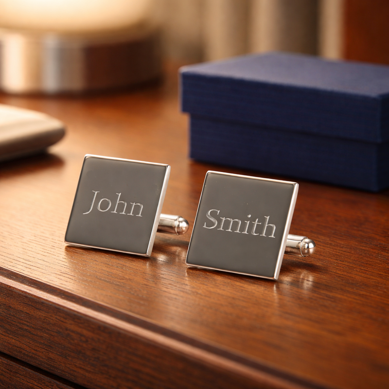 Personalised Silver Plated Square Cufflinks