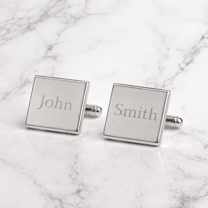 Personalised Silver Plated Square Cufflinks