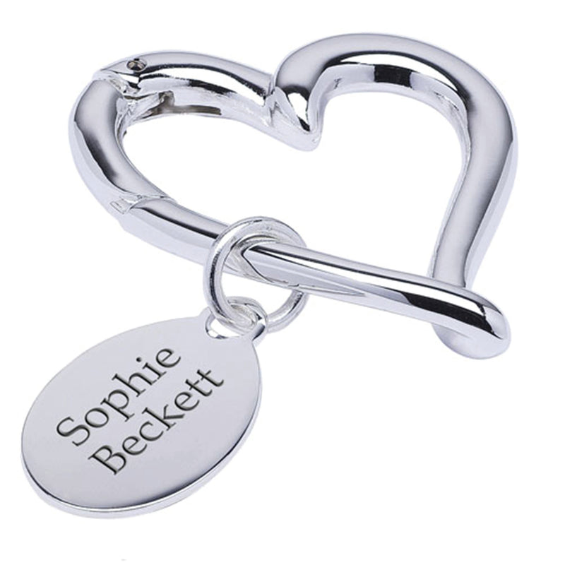 Personalised Silver Heart Carabiner Keyring