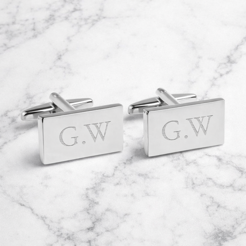 Personalised Silver Plated Rectangle Cufflinks