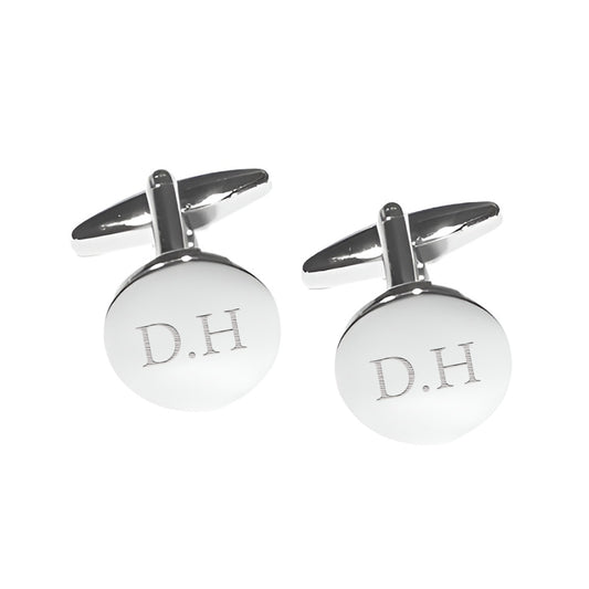 Personalised Silver Plated Round Cufflinks