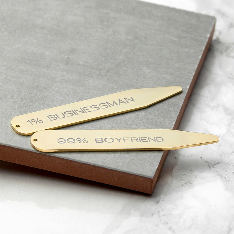Personalised Gold Plated Secret Message Collar Stiffener