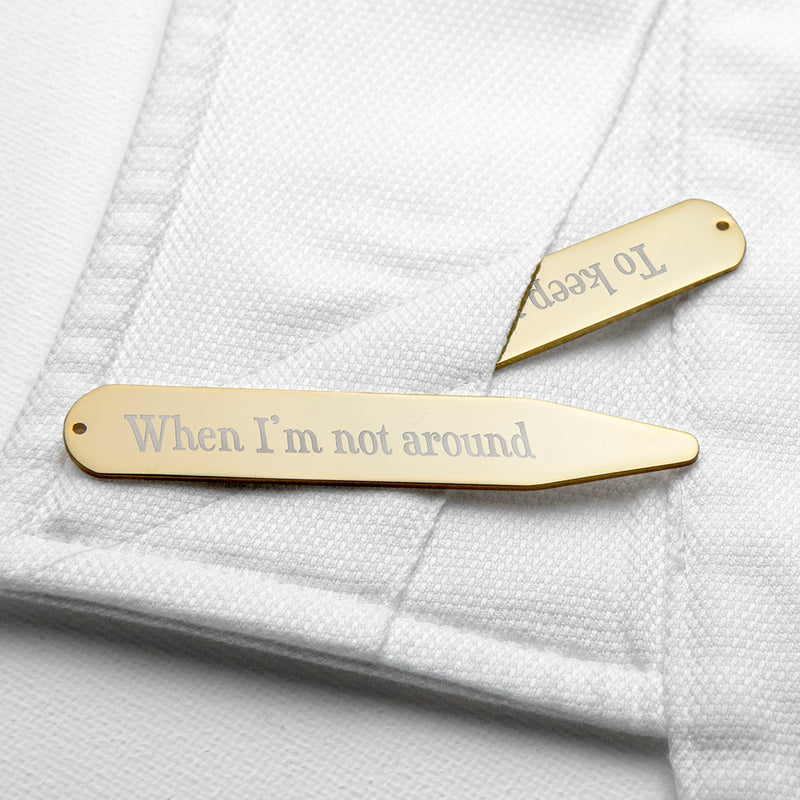Personalised Gold Plated Secret Message Collar Stiffener