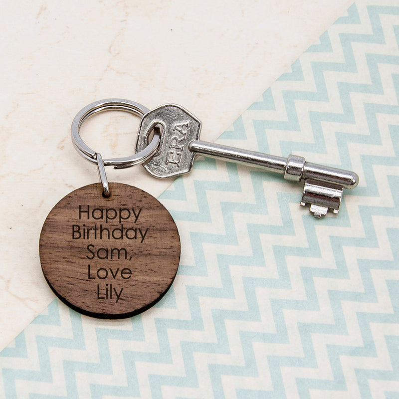Personalised Anchor and Initial Round Wooden Keyring