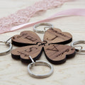 Personalised Besties Lucky Clover Wooden Keyring