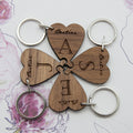 Personalised Besties Lucky Clover Wooden Keyring