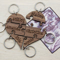 Personalised To Our Bridesmaid Heart Jigsaw Wooden Keyring