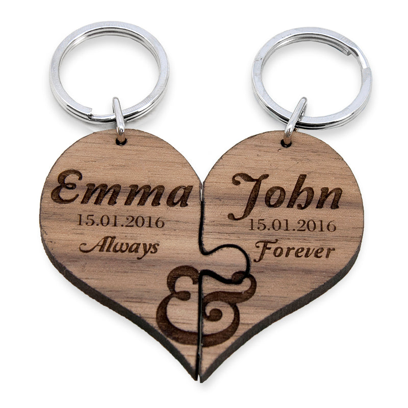 Personalised Always & Forever Couples' Jigsaw Keyring