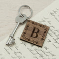 Personalised Floral Frame Initial Wooden Keyring