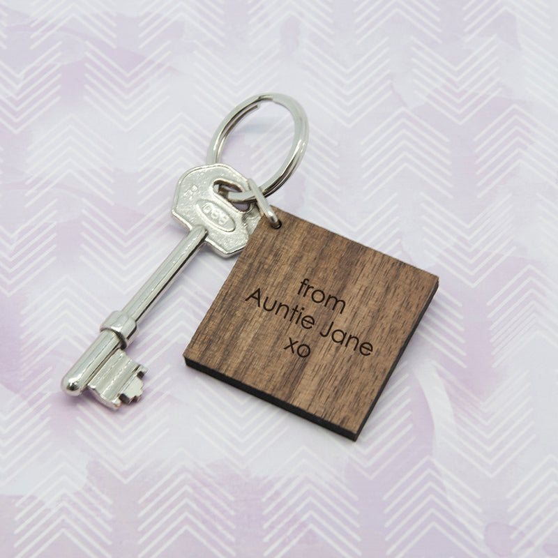 Personalised Decorative Initial Wooden Keyring