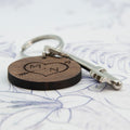 Personalised Carved Tree Round Wooden Keyring with Initials