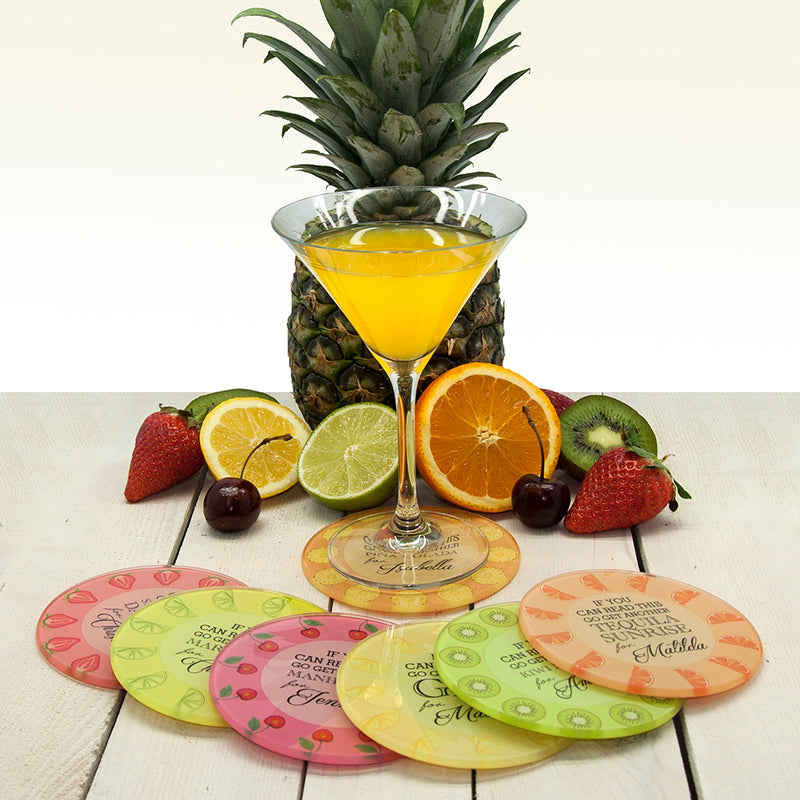 Personalised Get Me A Cocktail! Round Glass Coaster