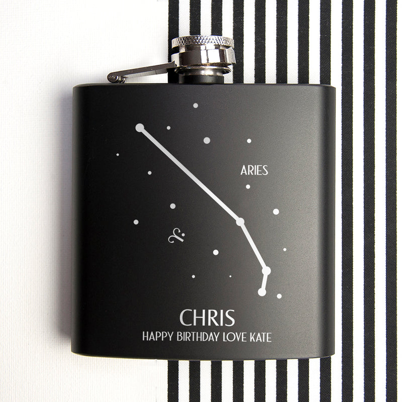 Personalised Star Constellation Matte Black Hip Flask