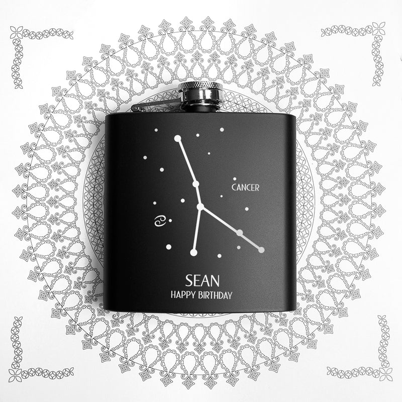 Personalised Star Constellation Matte Black Hip Flask