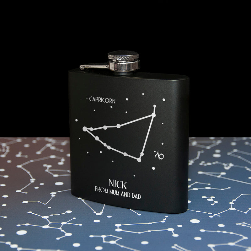 Personalised Star Constellation Matte Black Hip Flask