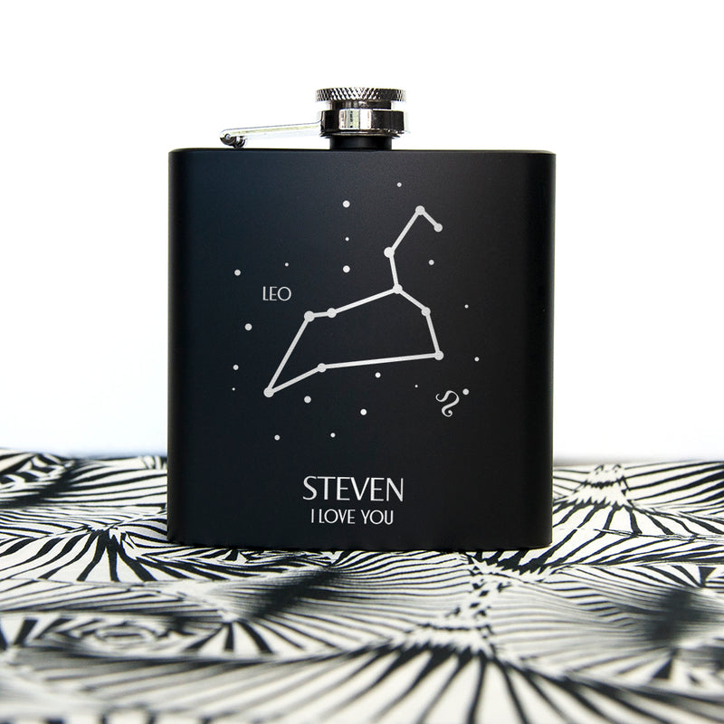 Personalised Star Constellation Matte Black Hip Flask