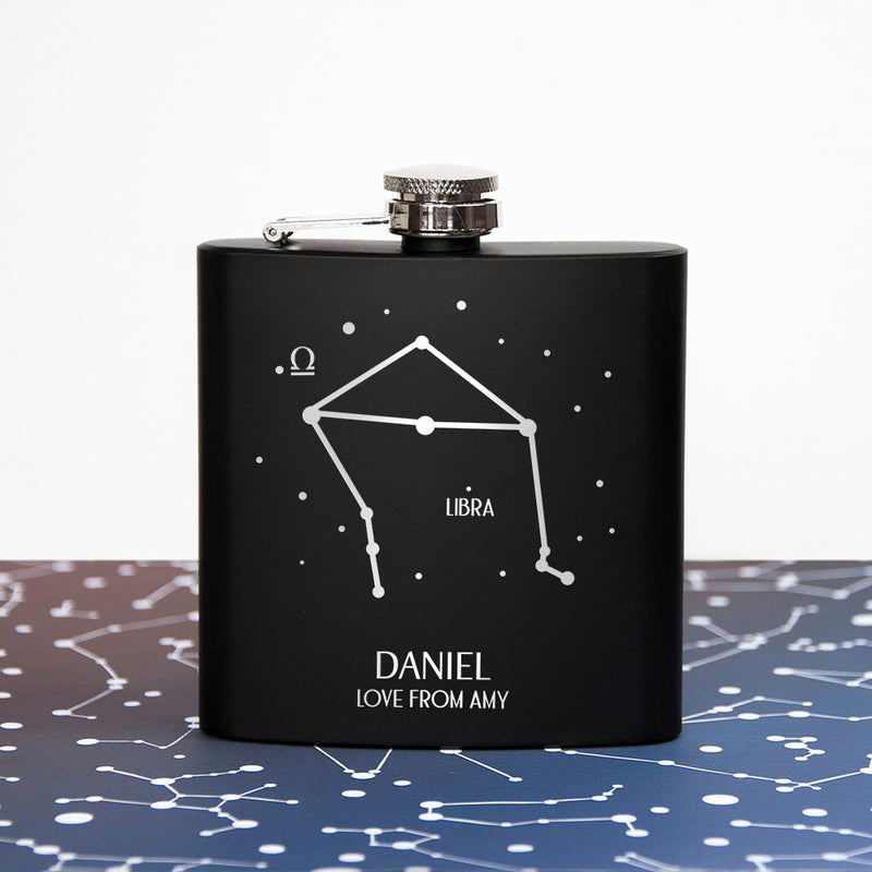 Personalised Star Constellation Matte Black Hip Flask