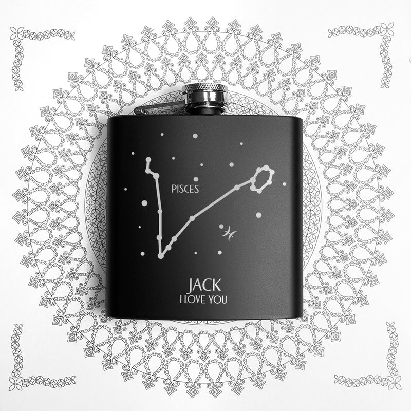 Personalised Star Constellation Matte Black Hip Flask