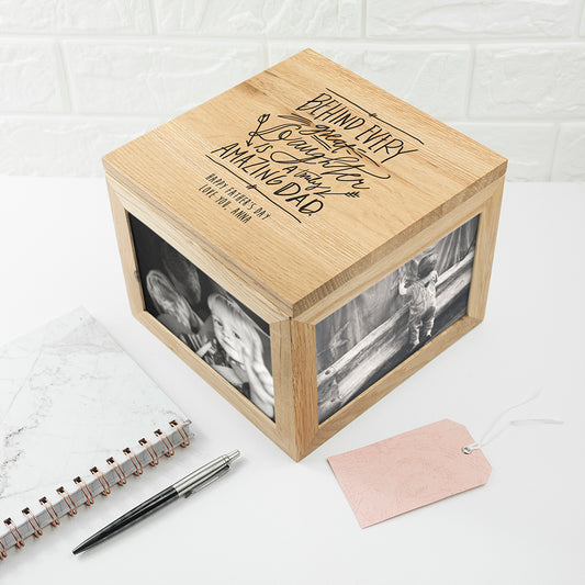 Personalised A Truly Amazing Dad Oak Photo Keepsake Box, alternate view